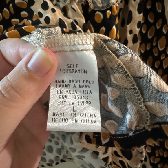 Gorgeous Leopard Print Top Andree By Unit Baby Doll Style Festival Boho Size L - Picture 6 of 8
